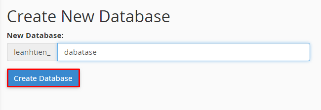 Tạo một database mới