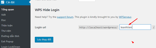 Thay đổi đường dẫn trang login với plugin WPS Plugin Hide Login