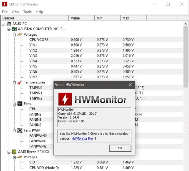 Giới thiệu về phần mềm Cpuid HWMonitor