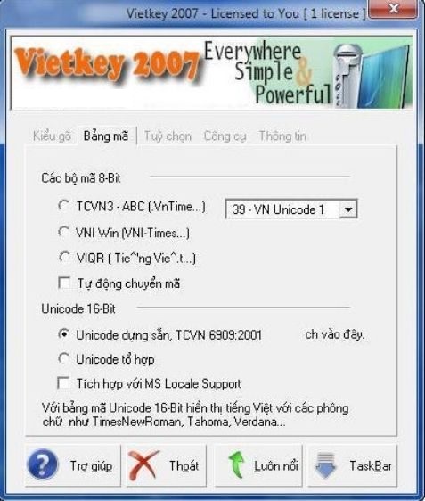 Phần mềm Vietkey 2007