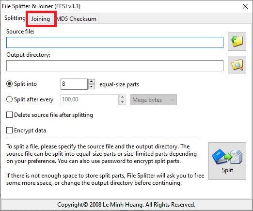 Hướng dẫn nối các file lại thành 1 file .iso bước 2