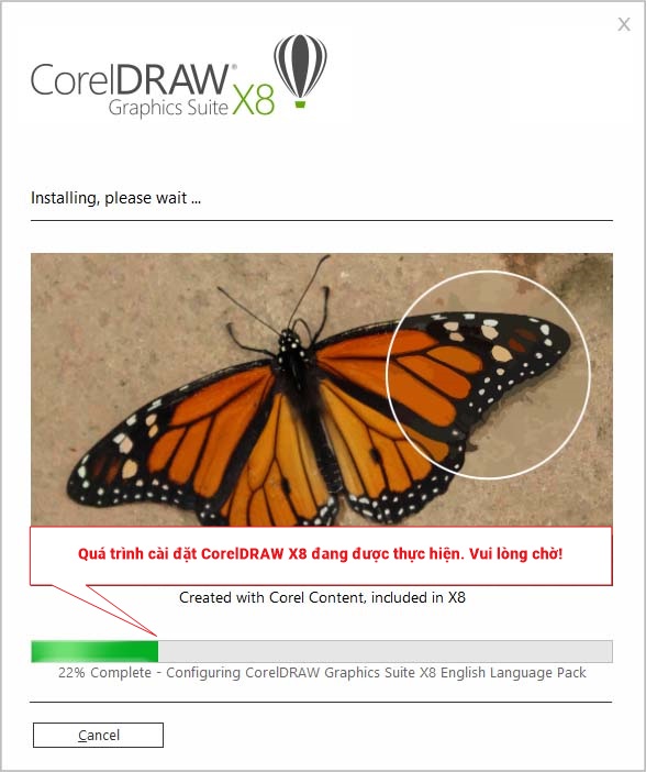 CorelDRAW X8 thực hiện quá trình cài đặt