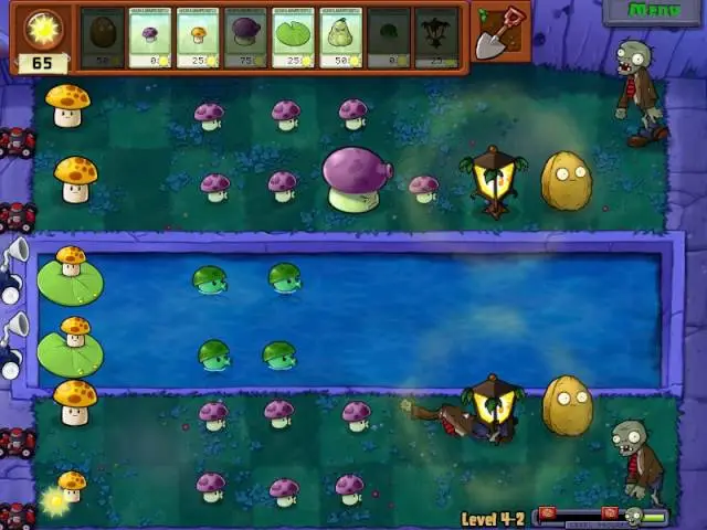 Bối cảnh đêm và sương mù trong game Plants vs zombie