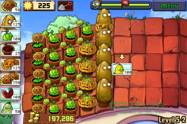 Bối cảnh trên nóc nhà của Plants vs zombie