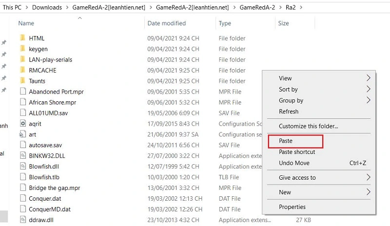 Paste 3 file này vào tệp Ra2