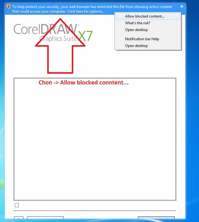 Cửa sổ chọn "Allow blocked content..."