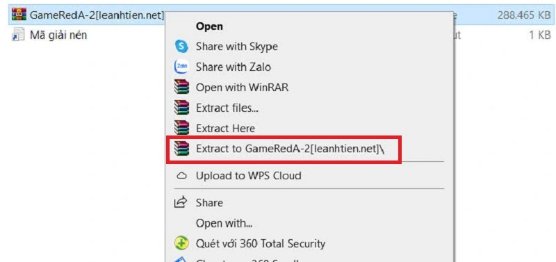 Tiến hành giải nén file Extract to GameRedA-2[leanhtien.net]