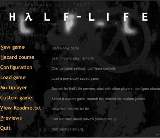 Giao diện của game Half Life
