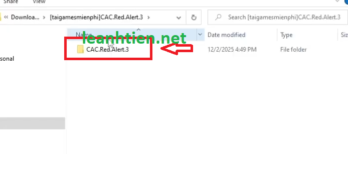 Mở thư mục giải nén