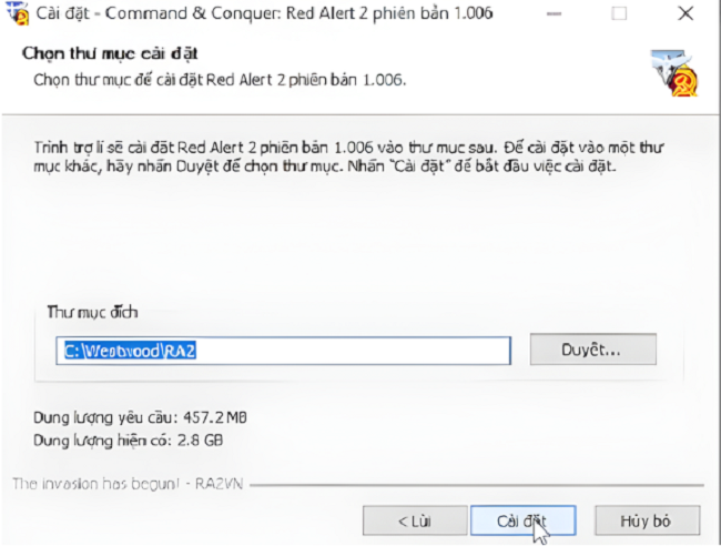 Nhấn cài đặt để tải trò chơi vào máy